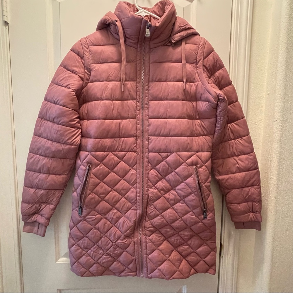 BERNARDO hooded 2-in-1 Hybrid Quilted Jacket Putty Pink